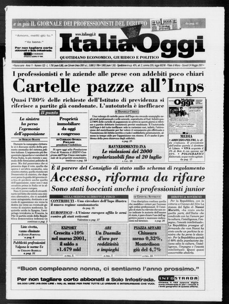 Italia oggi : quotidiano di economia finanza e politica